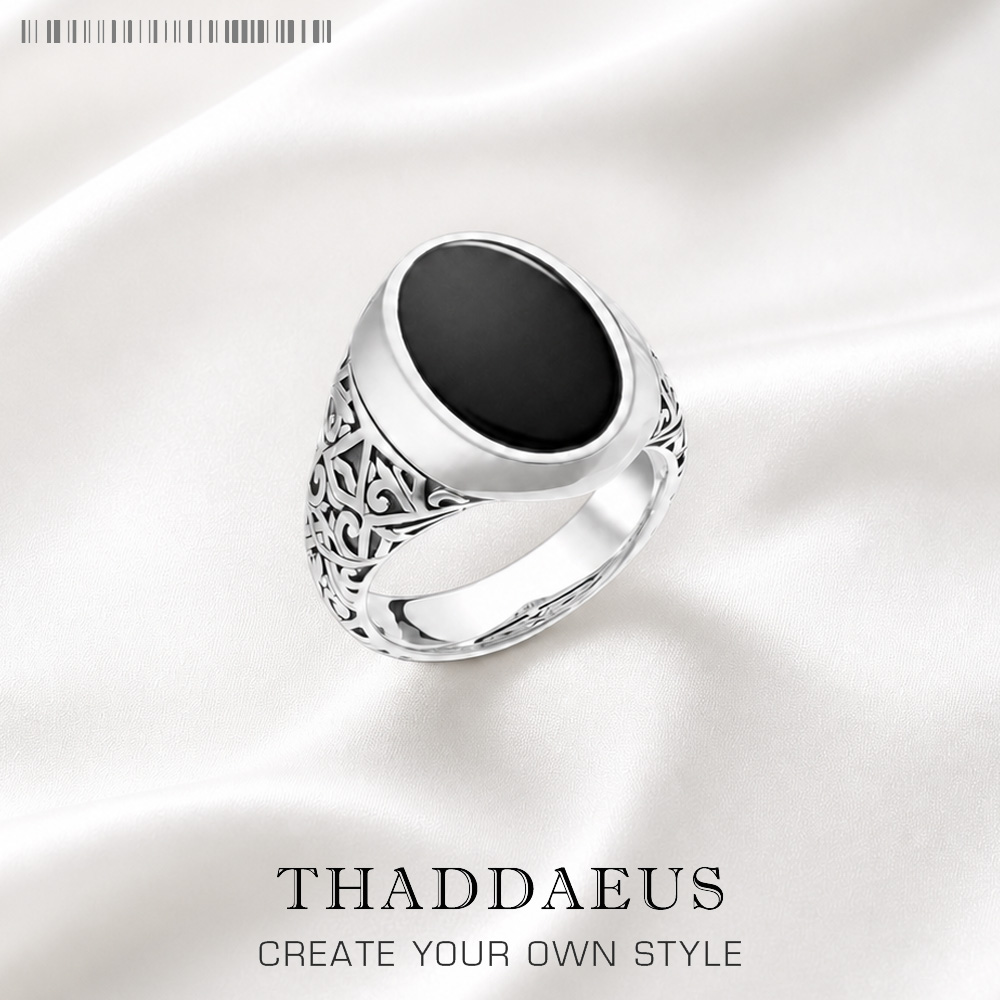 Mens Signet Ring - Anillo de sello ovalado negro, joyería