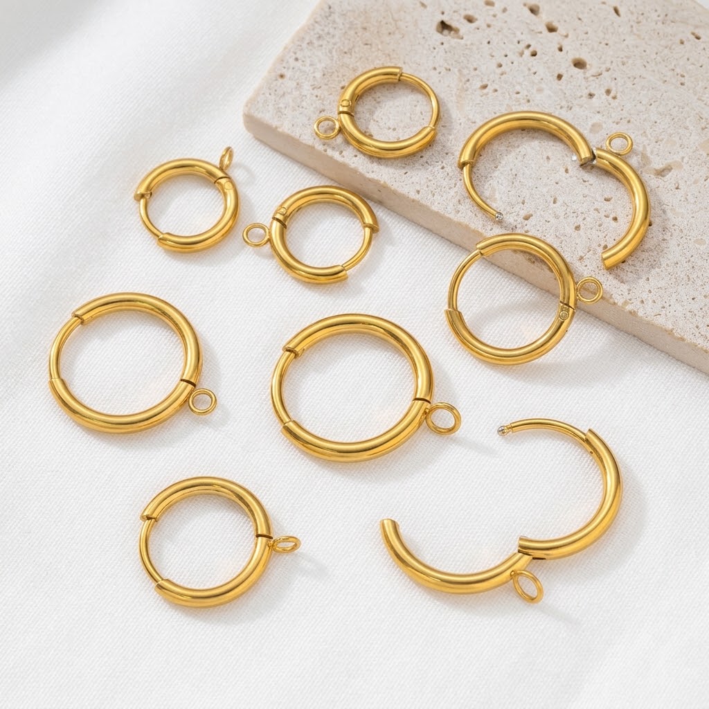 Gold Plated Ring - 10 piezas/lote de ganchos para pendientes