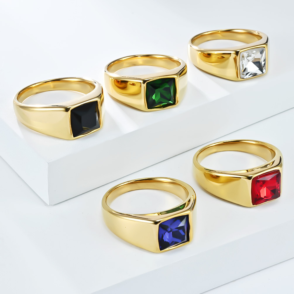 Anillo de sello de gema cuadra - Mens Signet Ring reseña y precio