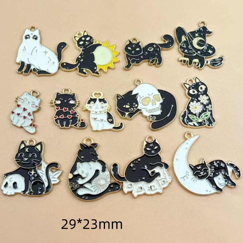 10 piezas de dijes de gato neg - Drop Earrings reseña y precio